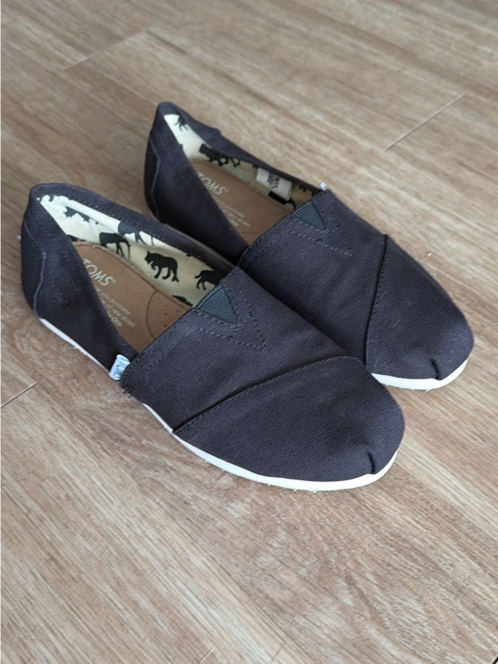Toms Slip-On Canvas Shoes in Black with White Soles